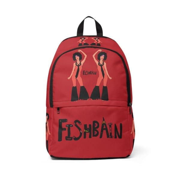 Unisex Fabric Backpack,red, funky lady's design.