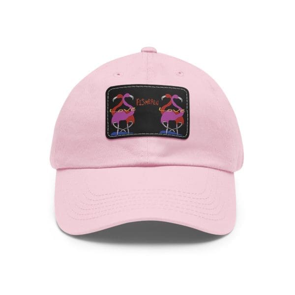 Dad Hat with Leather Patch pink flamingo. - Image 2