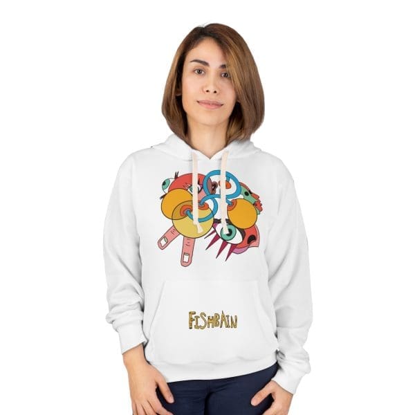 Unisex Pullover Hoodie, white psychedelic, comport clothing. - Image 3