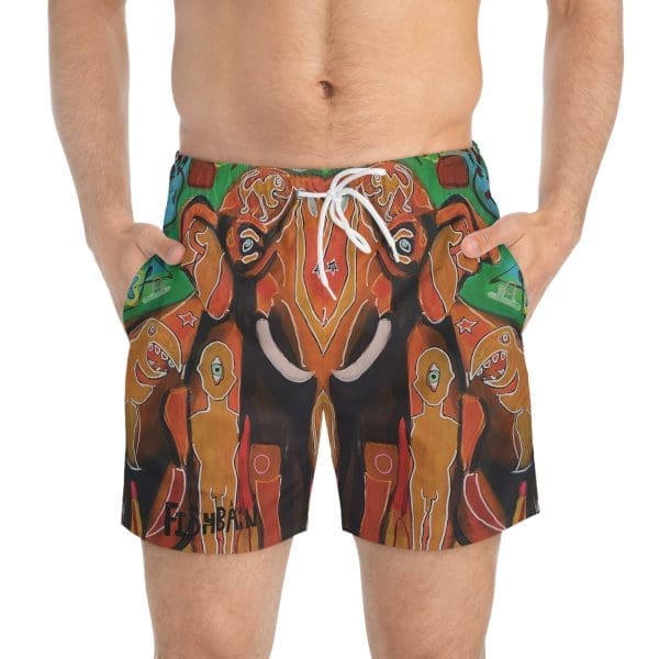 Swim Trunks  elephant orange fun swim. - Image 3