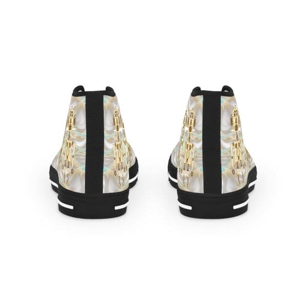 Men's High Top Sneakers, Golden Retro Robots. - Image 3